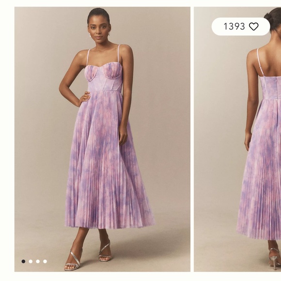 Hutch Amara Corset Pleated Tulle Fit & Flare Midi Dress - Picture 4 of 6